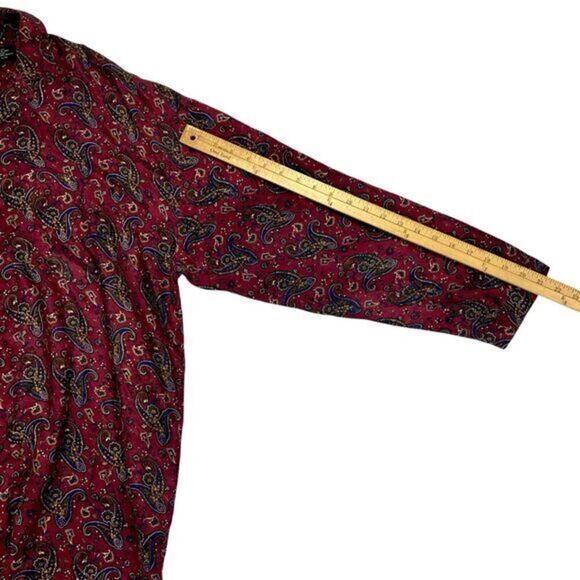 Christian Dior Pajama Set Mens Sz L/XL Burgundy Monsieur 100% Silk Paisley Print - Picture 9 of 16